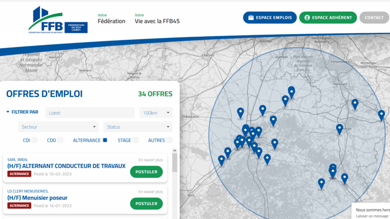 Plateforme emplois FFB45